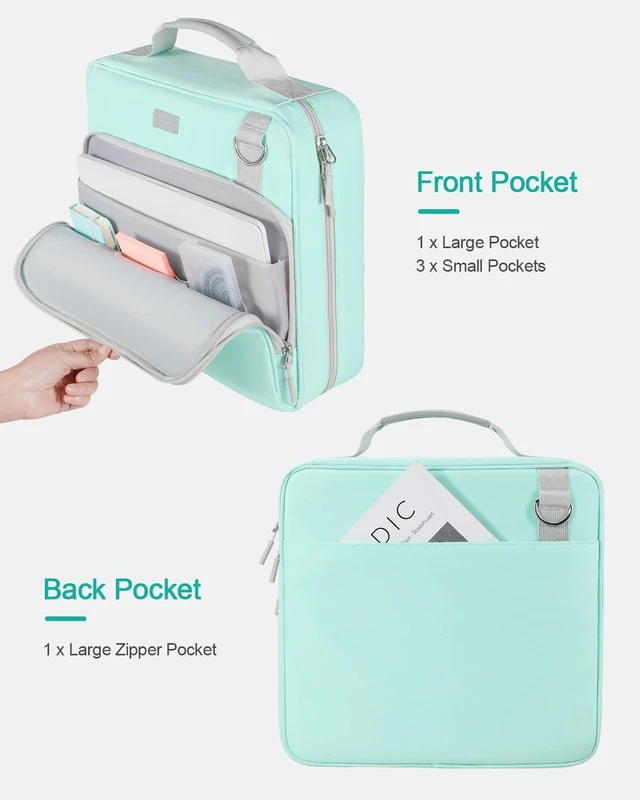Alt view image 2 of 7 - 3-Inch 3-Ring Zipper Binder with Shoulder Strap and Multiple Pockets | D-Ring Zip Up Binder with 700 Sheets Capacity, Compatible with 13" MacBook/Tablet, for Middle School, Office, Mint Green