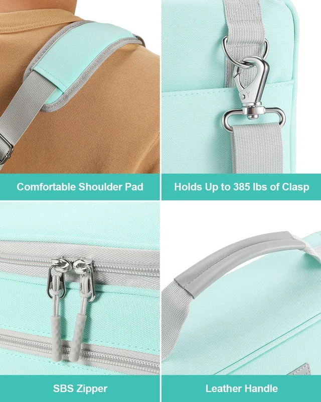 Alt view image 7 of 7 - 3-Inch 3-Ring Zipper Binder with Shoulder Strap and Multiple Pockets | D-Ring Zip Up Binder with 700 Sheets Capacity, Compatible with 13" MacBook/Tablet, for Middle School, Office, Mint Green