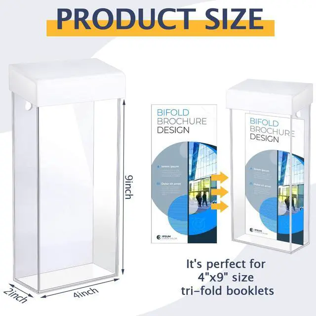 Alt view image 3 of 6 - Acrylic Outdoor Brochure Holder 4 x 9 Inch Waterproof Wall Mount Literature Box with White Lid Clear Pamphlet Holder for Pamphlet Map Menu Display(10 Pieces)
