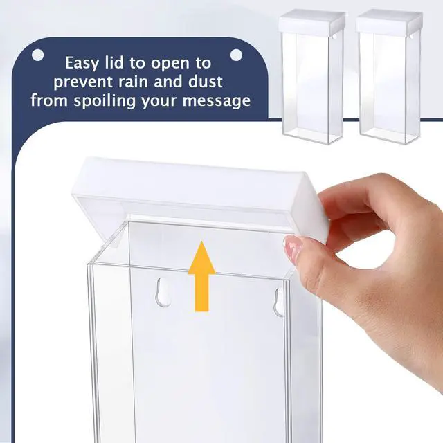 Alt view image 4 of 6 - Acrylic Outdoor Brochure Holder 4 x 9 Inch Waterproof Wall Mount Literature Box with White Lid Clear Pamphlet Holder for Pamphlet Map Menu Display(10 Pieces)