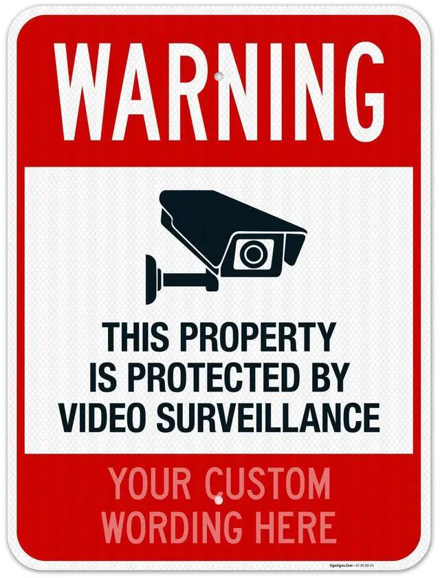 Main image of Custom Video Surveillance Sign, Personalize For Business, Home, Airbnb, School,Indoor/Outdoor Signs, 18x24 Inches, 3M EGP Reflective.080 Aluminum, Fade Resistant, Made in USA