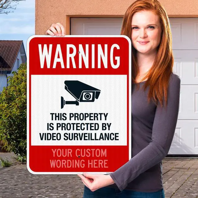 Alt view image 2 of 6 - Custom Video Surveillance Sign, Personalize For Business, Home, Airbnb, School,Indoor/Outdoor Signs, 18x24 Inches, 3M EGP Reflective.080 Aluminum, Fade Resistant, Made in USA