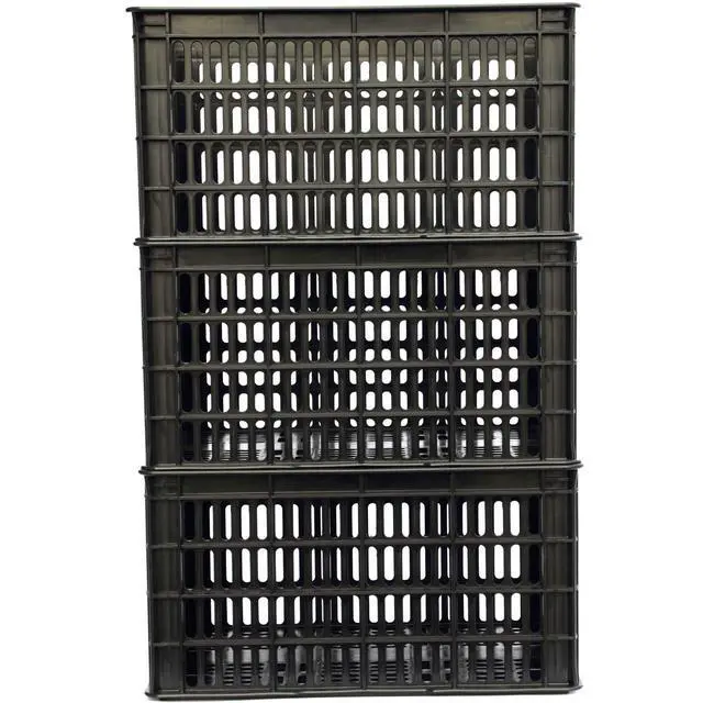Alt view image 2 of 6 - 3 Pack Milk Crate 29 Quart 7 Gallon Heavy Duty Plastic Stackable Rectangular Dairy Storage Basket Size 18.5 x 12 x 9.5 Tall