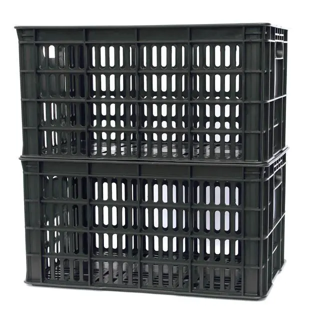 Alt view image 6 of 6 - 3 Pack Milk Crate 29 Quart 7 Gallon Heavy Duty Plastic Stackable Rectangular Dairy Storage Basket Size 18.5 x 12 x 9.5 Tall