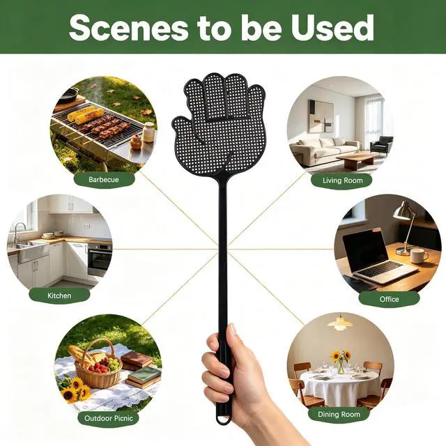 Alt view image 6 of 6 - Heavy Duty Fly Swatter, Long Handle, Large swatting Surface, Easy to Catch, 4 Packs