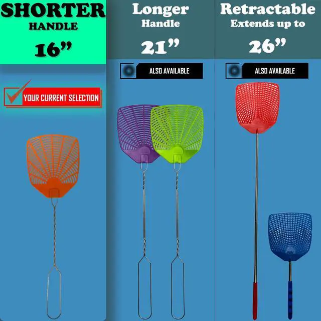 Alt view image 3 of 7 - Bug & Fly Swatter Metal Handle 6 Pack Fly Swatters Indoor/Outdoor flyswatter