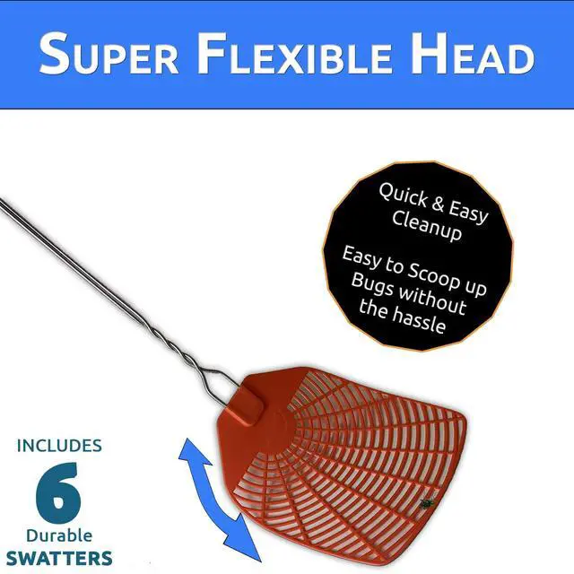 Alt view image 5 of 7 - Bug & Fly Swatter Metal Handle 6 Pack Fly Swatters Indoor/Outdoor flyswatter