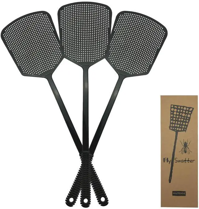 Main image of Fly Swatter Multi-pacl Manual, Flexible & Heavy Duty Fly Swatters Thick Handle, Black 3 Pack