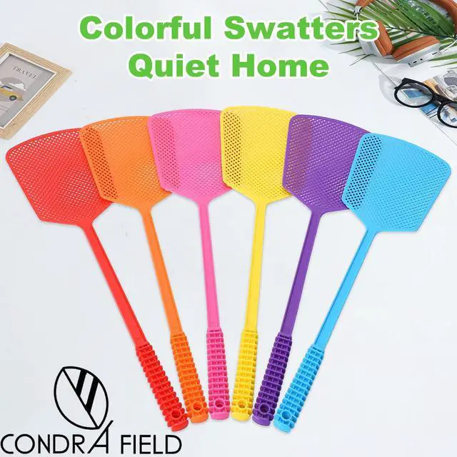 Alt view image 2 of 7 - Fly Swatter,Plastic Flyswatters Multi-Pack,6 Bulk Vibrant Colorful Fly Killer,Long Handle Bug Swatter for Indoor and Outdoor