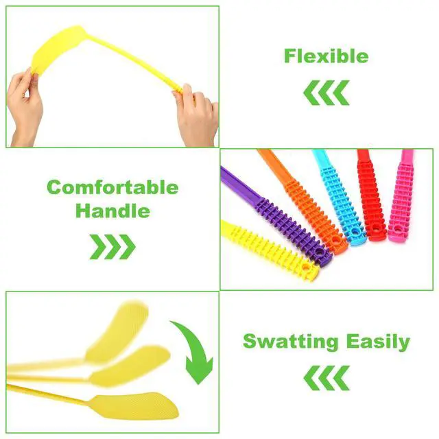 Alt view image 5 of 7 - Fly Swatter,Plastic Flyswatters Multi-Pack,6 Bulk Vibrant Colorful Fly Killer,Long Handle Bug Swatter for Indoor and Outdoor