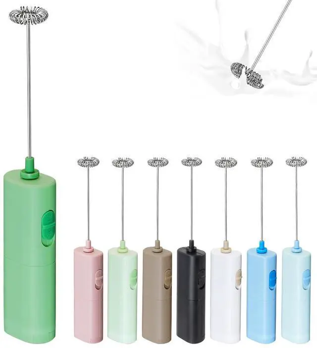 Main image of Handheld Milk Frother for Coffee, Battery-Operated Electric Whisk Drink Mixer for Latte, Matcha, Cappuccino & Protein Powder, Green