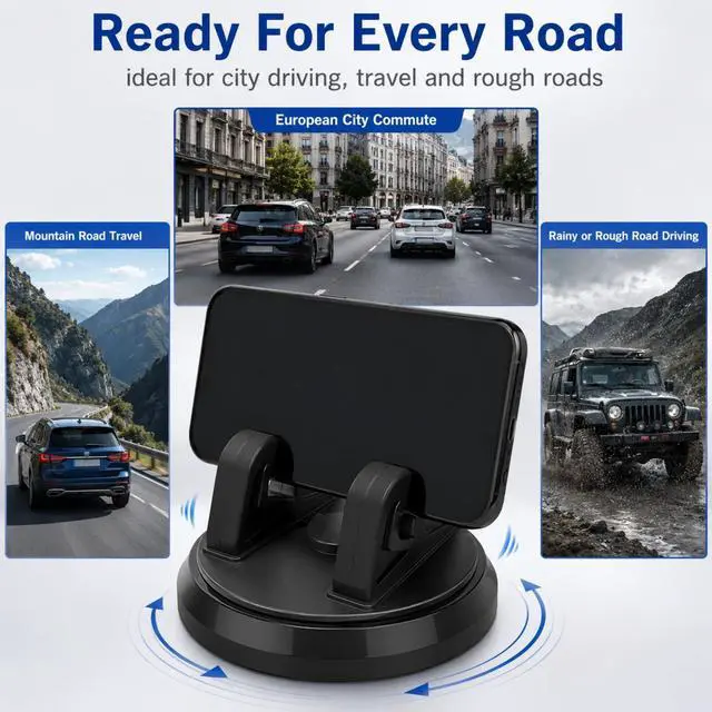 Alt view image 3 of 6 - Car Dashboard Mobile Phone Holder,360 Degree Rotation Car Dashboard Phone Mount,Para Poner El Telefono En El Carro Anti-Slip Center Console Phone Fixing Device, Suitable For Various Dashboards