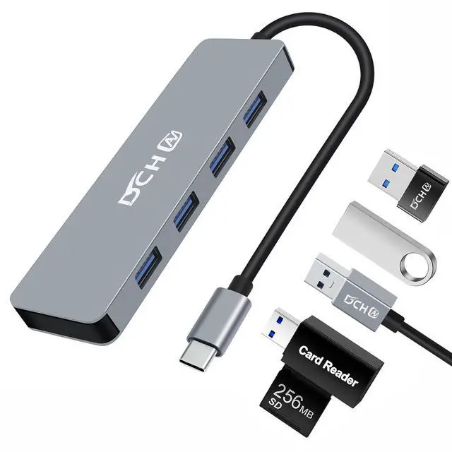 Main image of USB C Hub 3.0, 4-Port USB Splitter Data USBc Hub Multiport Adapter for Laptop PC Desktop Computer Notebook Printer HDD Keyboard and Mouse Compatible with Windows Mac Linux Chrome