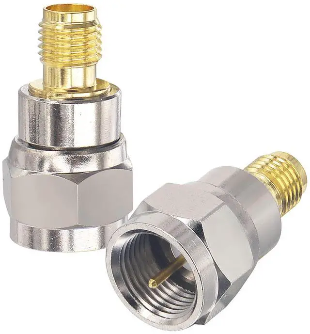 Main image of 2-Pack F Male to SMA Female Adapter SMA (Jack) to F (Plug) RF Coax Coaxial Connector for Antennas, Broadcast, Radio, TV, Camera, WiFi etc