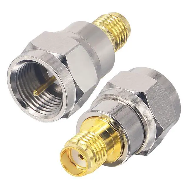 Alt view image 3 of 6 - 2-Pack F Male to SMA Female Adapter SMA (Jack) to F (Plug) RF Coax Coaxial Connector for Antennas, Broadcast, Radio, TV, Camera, WiFi etc