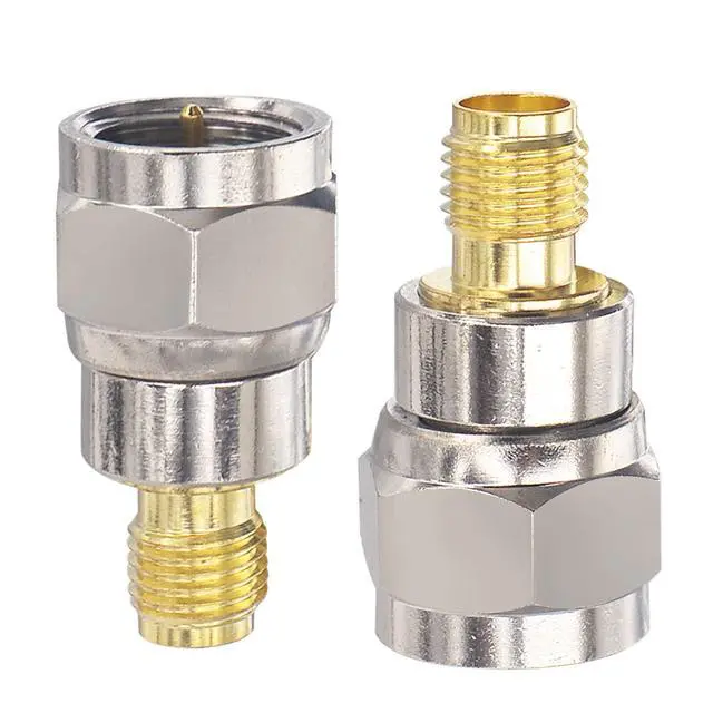 Alt view image 2 of 6 - 2-Pack F Male to SMA Female Adapter SMA (Jack) to F (Plug) RF Coax Coaxial Connector for Antennas, Broadcast, Radio, TV, Camera, WiFi etc