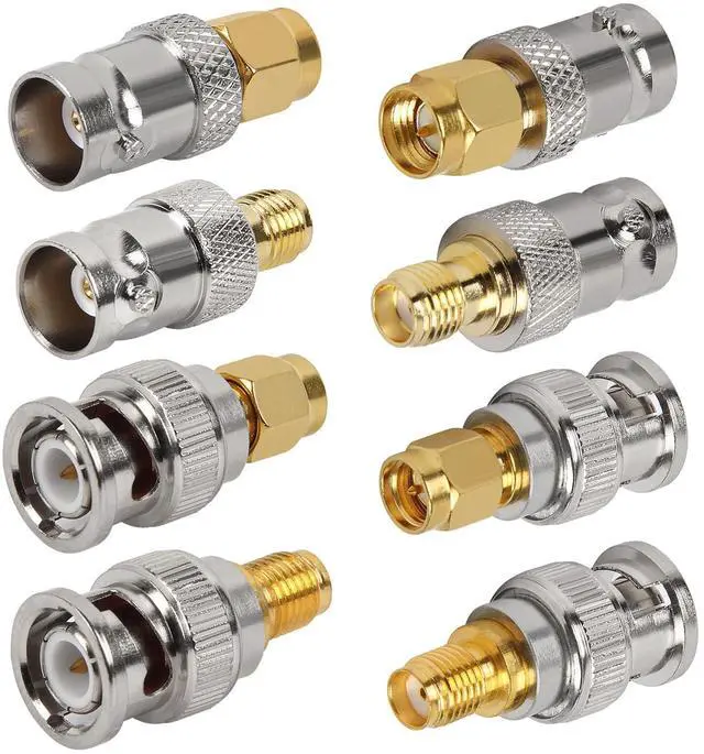 Main image of 8pcs SMA to BNC Adapter Kits 2 Sets Male Female RF Coaxial Adapter Coax Connector for Radio, Antenna, TV, Test Equipment