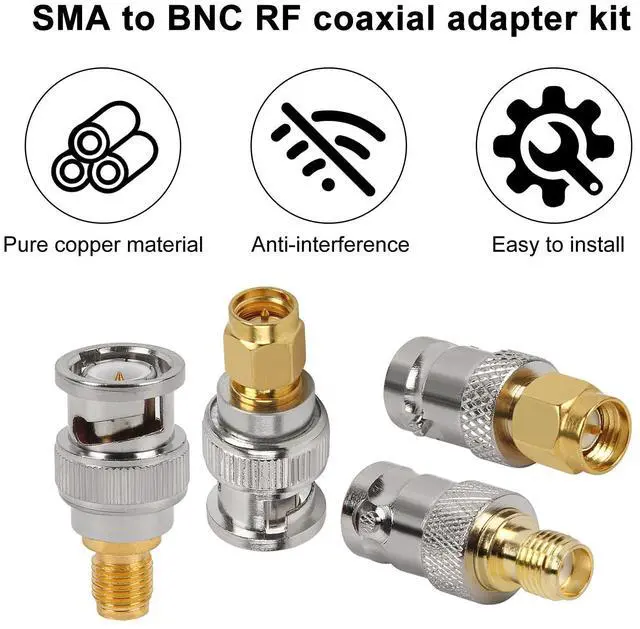 Alt view image 3 of 7 - 8pcs SMA to BNC Adapter Kits 2 Sets Male Female RF Coaxial Adapter Coax Connector for Radio, Antenna, TV, Test Equipment