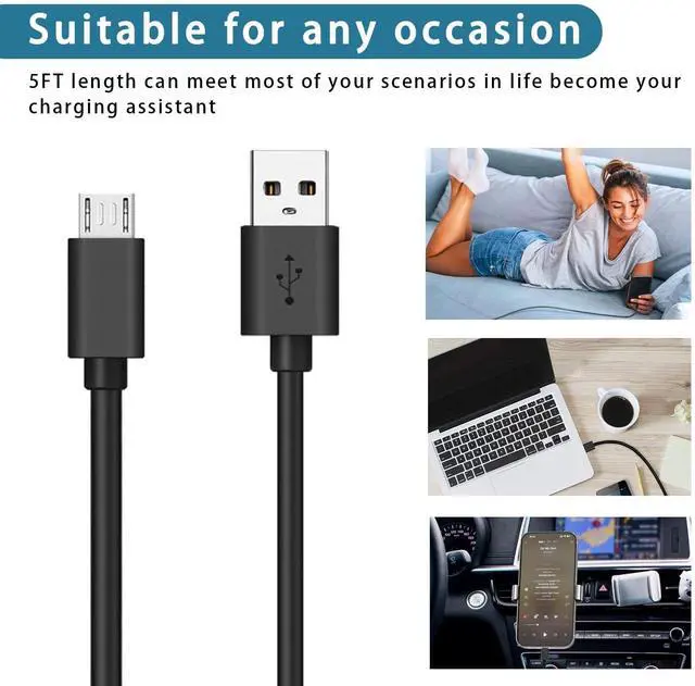 Alt view image 6 of 6 - Micro USB Charger Cord for JBL Clip 3, 2, JBL Flip 4, 3, 2, JBL Charge 3, 2, 2 Plus Waterproof Portable Bluetooth Speaker Replacement Charging Cable Cord 5Ft