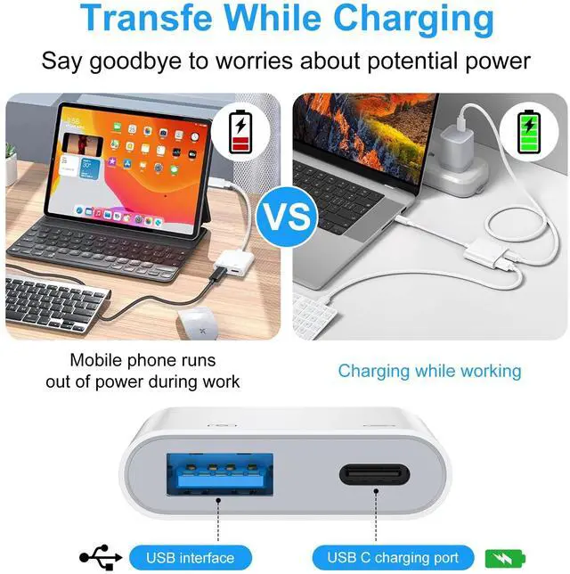 Alt view image 4 of 7 - USB C to USB Camera Adapter, OTG Adapter for Android iPhone 17/16e/16/16Pro/16Pro Max/16Plus/15/15Pro/15Pro Max, High Speed USB 3.0 Female Adapter for Digital Camera to Phone Samsung S26 S25Ultra