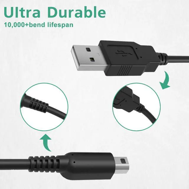 Alt view image 2 of 7 - 3DS USB Charger Cable, Power Charging Lead for Nintendo 3DS, 2DS, DSi - Black