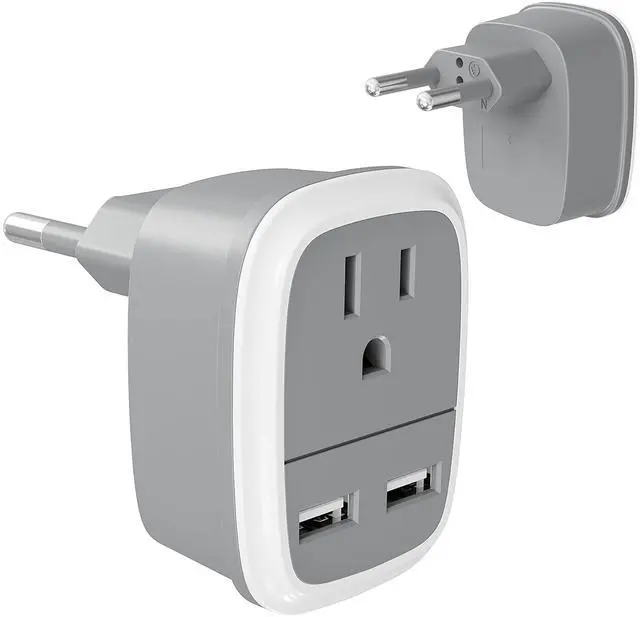 Main image of Travel Adapter with USB - US to Europe Plug Adapter for Travel