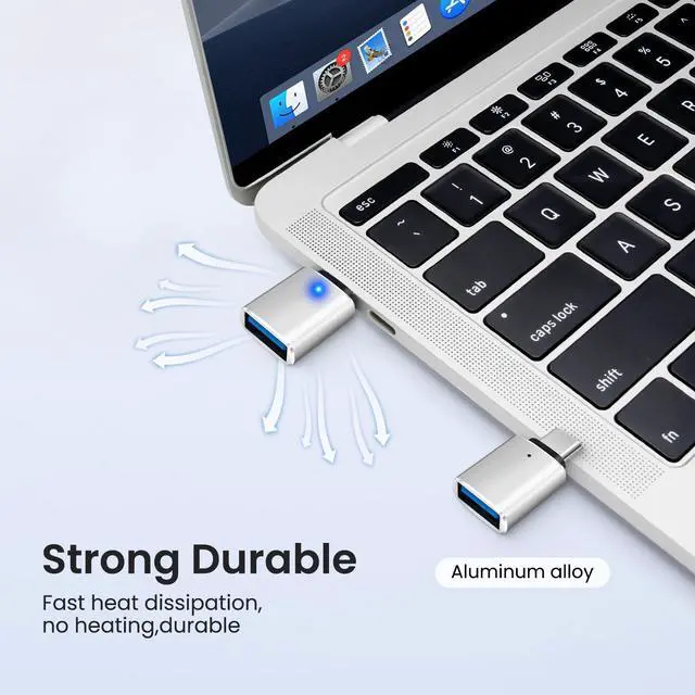 Alt view image 5 of 7 - USB-C to USB-A Adapter (2-Pack), USB C Male to USB 3.0 Female Adapter Charging High-Speed Data Transfer and OTG - Silver