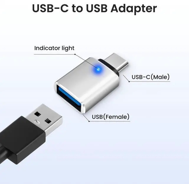 Alt view image 6 of 7 - USB-C to USB-A Adapter (2-Pack), USB C Male to USB 3.0 Female Adapter Charging High-Speed Data Transfer and OTG - Silver