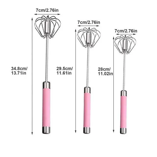 Alt view image 2 of 7 - Stainless Steel Semi-Automatic Whisk Egg Whisk Hand Push Rotary Whisk Blender Semi Auto Egg Beater Hand Push Mixer Stirrer Egg Scrambler for Blending, Whisking, Frothing, Beating & Stirring(12inch)