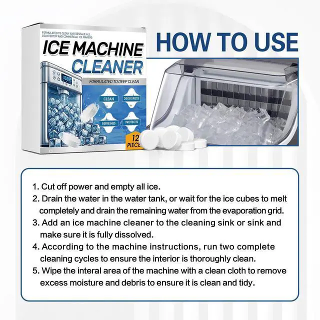 Alt view image 5 of 7 - Ice Machine Cleaner Maker Descaler - 24 Clean Tablets for Ice Machine - Compatible with Opal, Kitchenaid, Helps Remove Hard Water and Mineral Buildup for Great-Tasting Ice