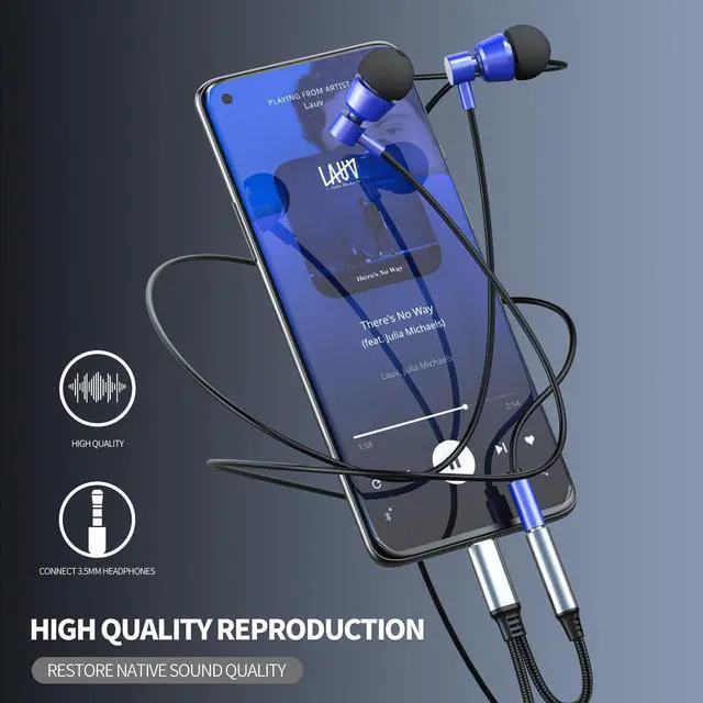 Alt view image 3 of 7 - USB C to 3.5mm Headphone Adapter for iPhone 17 16 15 Pro Max (2in1) DAC Aux Jack Charging Splitter Type C Audio Charger for Ipad Compatible with Samsung S24 Ultra Converter Power Cable Dongle