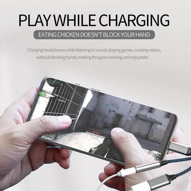 Alt view image 5 of 7 - USB C to 3.5mm Headphone Adapter for iPhone 17 16 15 Pro Max (2in1) DAC Aux Jack Charging Splitter Type C Audio Charger for Ipad Compatible with Samsung S24 Ultra Converter Power Cable Dongle