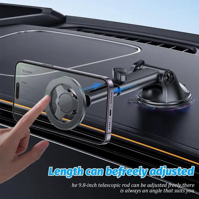 Alt view image 3 of 6 - Magnetic Car Phone Holder, 360° Adjustable Vehicle Cell Phone Mount with Suction Cup Stand, Automotive Smartphone Holder for Dashboard Windshield, Universal for SUV RV Truck (StyleA)