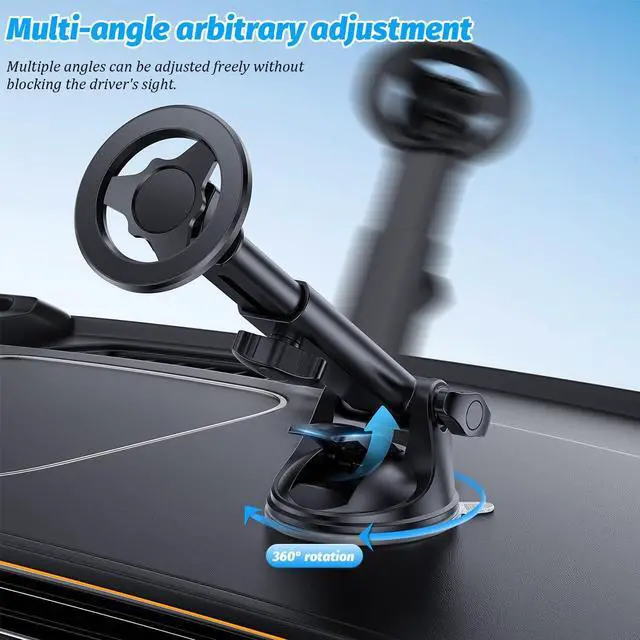 Alt view image 6 of 6 - Magnetic Car Phone Holder, 360° Adjustable Vehicle Cell Phone Mount with Suction Cup Stand, Automotive Smartphone Holder for Dashboard Windshield, Universal for SUV RV Truck (StyleA)