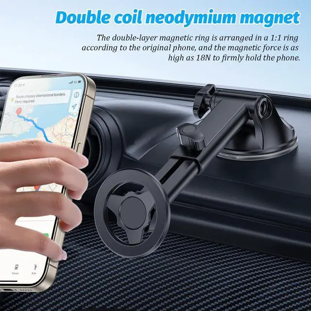Alt view image 4 of 6 - Magnetic Car Phone Holder, 360° Adjustable Vehicle Cell Phone Mount with Suction Cup Stand, Automotive Smartphone Holder for Dashboard Windshield, Universal for SUV RV Truck (StyleA)