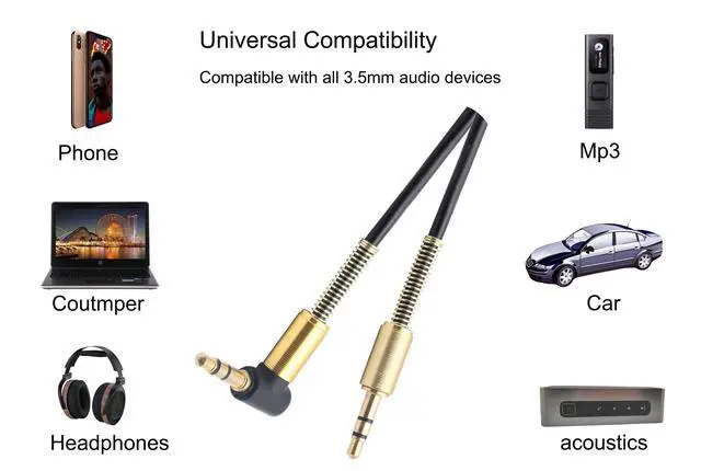 Alt view image 6 of 7 - 3.5mm Coiled Cable - 90 Degree Right Angle 3-Pole TRS Jack Stereo Audio Spring Aux Cable for Smartphones, Tablets and MP3 Players (1.5m)