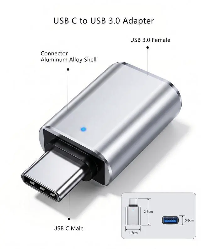 Alt view image 7 of 7 - 3-Pack USB C to USB 3.0 Adapter, Aluminum OTG Converter 5Gbps