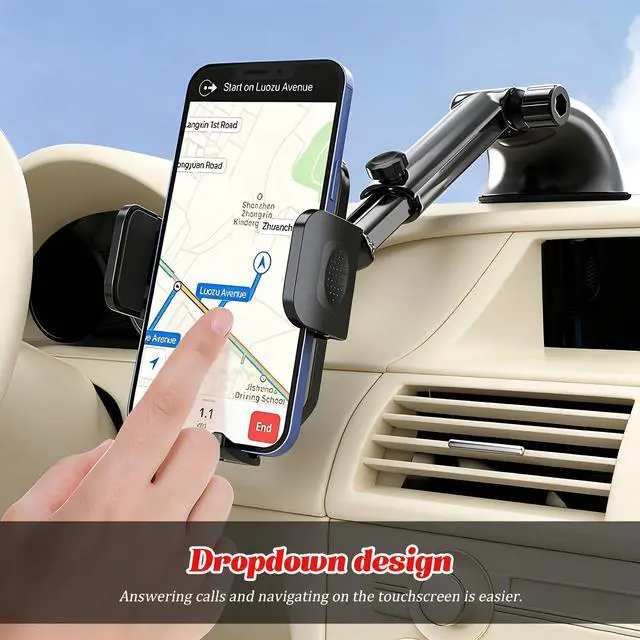 Alt view image 3 of 6 - Car Phone Holder, 360-Degree Rotation Vehicle Dashboard Windshield Vent Cell Phone Mounted Holders, Auto Air Vent Smartphone Stand, Universal for SUV Automobile Truck (Carbon Fibre Black)