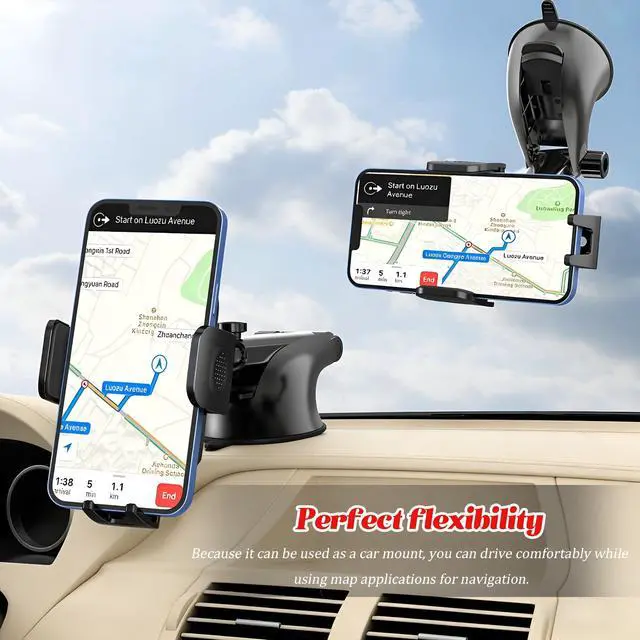 Alt view image 5 of 6 - Car Phone Holder, 360-Degree Rotation Vehicle Dashboard Windshield Vent Cell Phone Mounted Holders, Auto Air Vent Smartphone Stand, Universal for SUV Automobile Truck (Carbon Fibre Black)