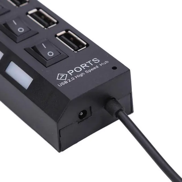 Alt view image 5 of 6 - 7-Port USB Hub with ON/Off Switch, Black