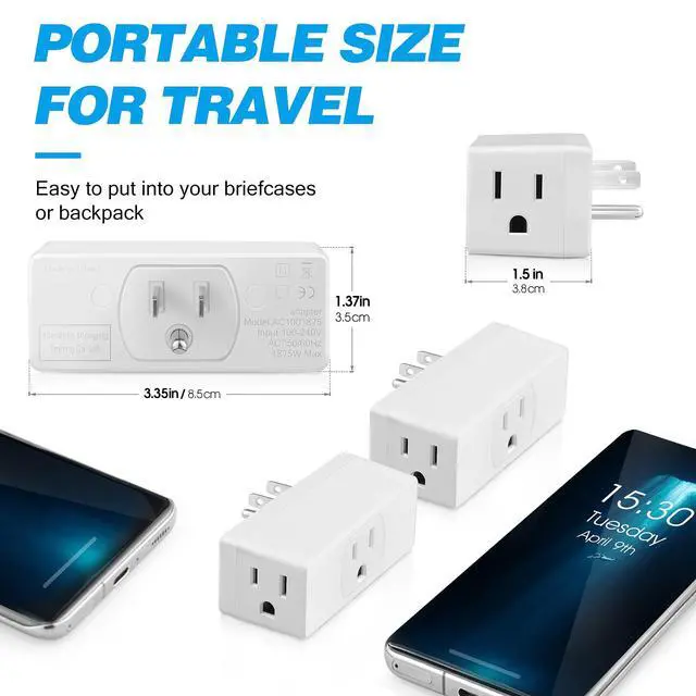 Alt view image 3 of 7 - Multi Plug Wall Outlet 2pack Multiple Outlet Splitter Multi Outlet Extender