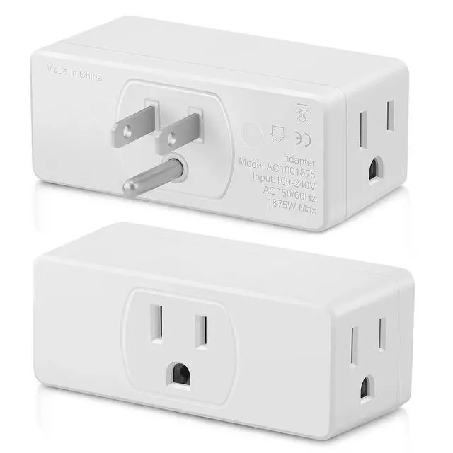 Alt view image 7 of 7 - Multi Plug Wall Outlet 2pack Multiple Outlet Splitter Multi Outlet Extender