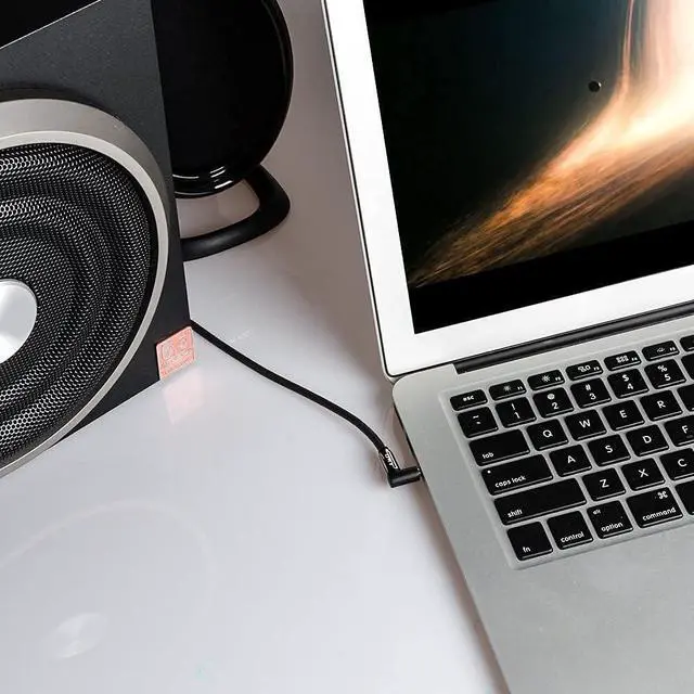 Alt view image 6 of 7 - 3.5mm Stereo Audio Aux Jack to Jack Gold Plated Cable 90 Degree Right Angle Compatible for iPhone, Galaxy, Speakers or All Other Devices, 12 Feet