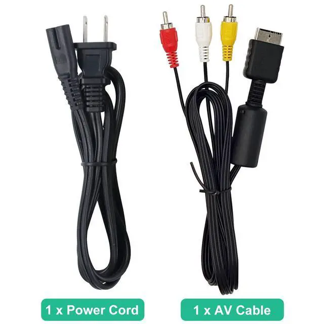 Alt view image 2 of 7 - Power Cord and AV Cable for PlayStation 1, 2, 3 /PS1/PS2/PS3/PSX/PS3 Slim (6FT) - RCA AV Cable Replacement Set