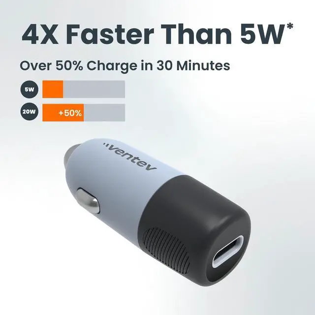 Alt view image 2 of 7 - 20W ULTRAFAST USB C Universal Car Charger