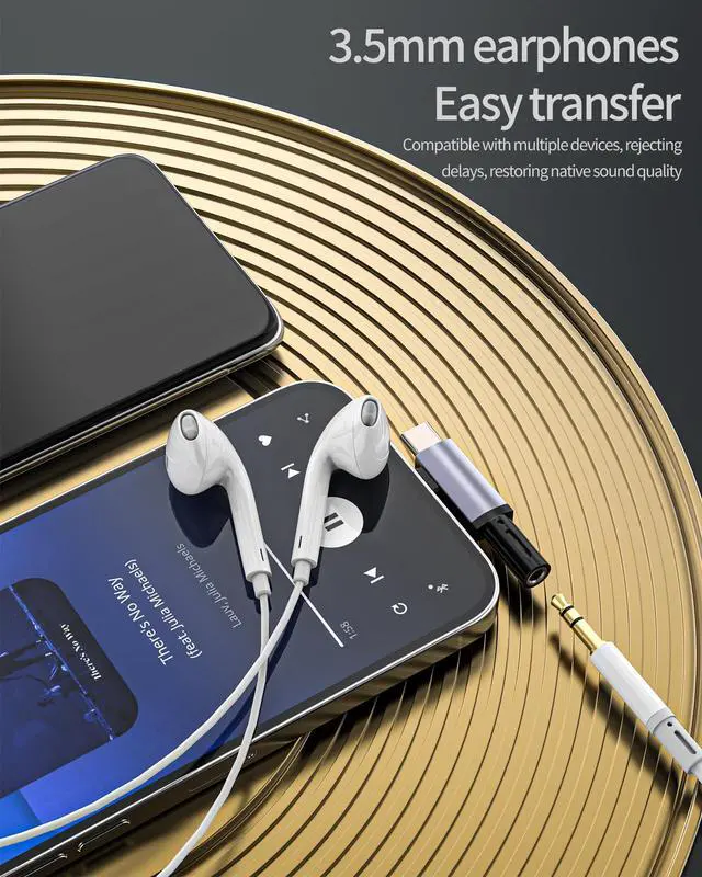 Alt view image 2 of 7 - USB C Lightning to 3.5mm Headphone Adapter(2in1) for ipad AUX Jack Audio Cable Splitter iPhone 16 15 Compatible for Samsung Earphone Auxiliary Connector Type C Android Car Earphone Converter