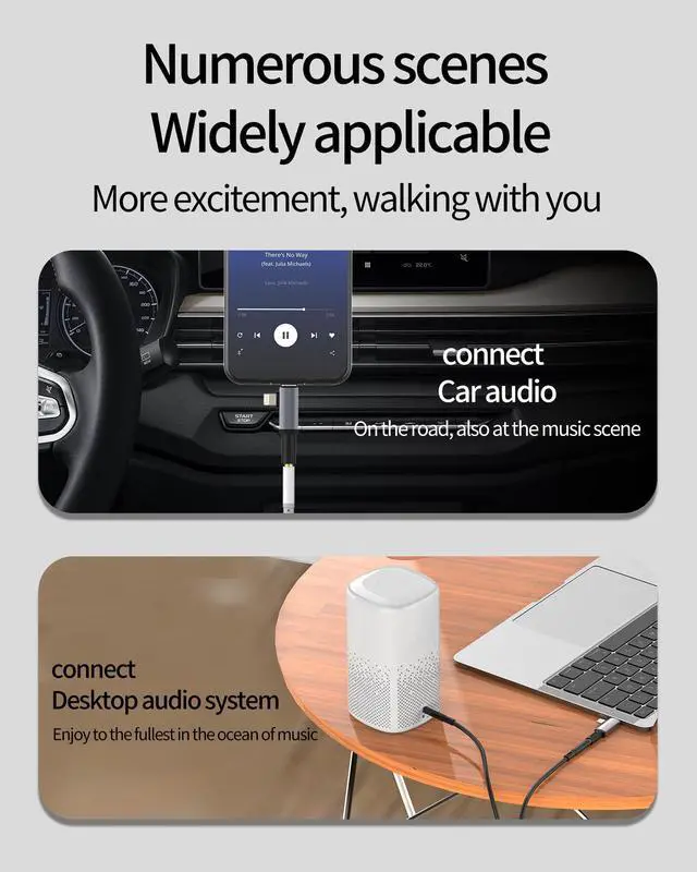 Alt view image 6 of 7 - USB C Lightning to 3.5mm Headphone Adapter(2in1) for ipad AUX Jack Audio Cable Splitter iPhone 16 15 Compatible for Samsung Earphone Auxiliary Connector Type C Android Car Earphone Converter