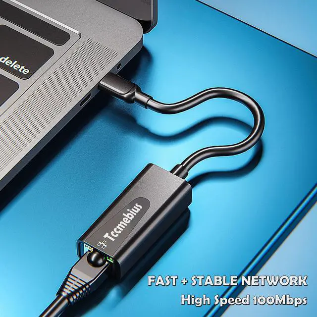 Alt view image 2 of 7 - USB C Ethernet Adapter, USB C to 10 100 RJ45 Network LAN Wired Adapter, for MacBook Pro/Air, iPad Pro, Dell XPS, MateBook, Smartphone, Compatible Windows 7/8/10, Mac OS (TCC-S20C)