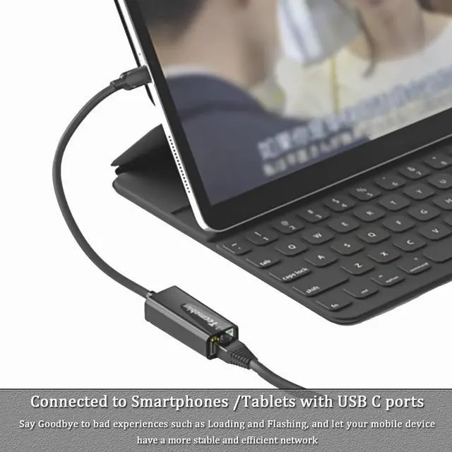 Alt view image 7 of 7 - USB C Ethernet Adapter, USB C to 10 100 RJ45 Network LAN Wired Adapter, for MacBook Pro/Air, iPad Pro, Dell XPS, MateBook, Smartphone, Compatible Windows 7/8/10, Mac OS (TCC-S20C)