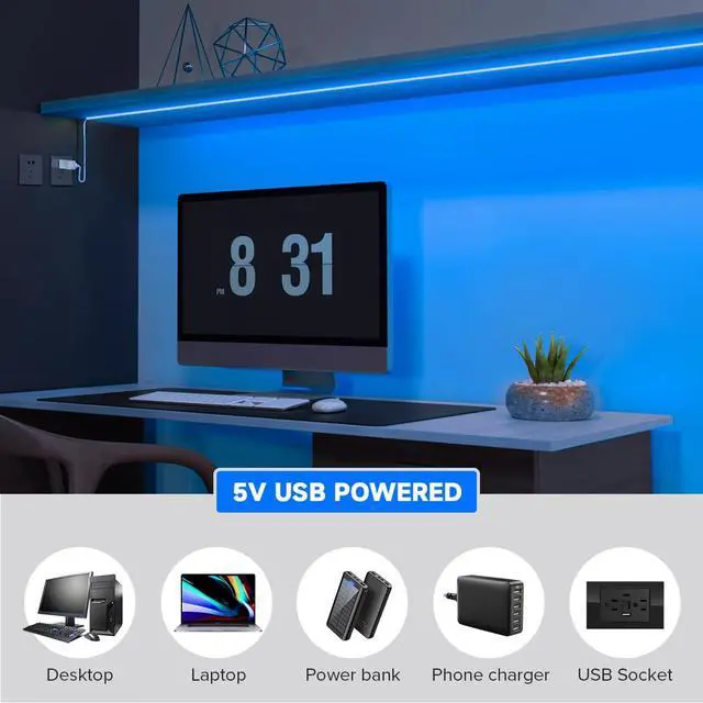 Alt view image 2 of 6 - FCOB USB Powered Blue Color COB LED Strip Lights 3.28FT 320LEDs 5V 8mm Width 90+ High CRI Ultra Bright Flexible Light for 3D Printer TV Backlight Display Cabinet PC DIY Decor